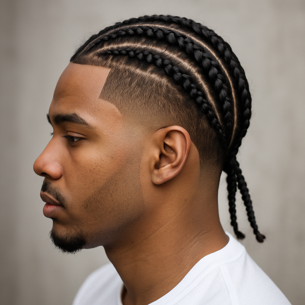 burst fade with braids