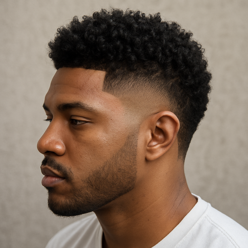 burst fade with curly hair